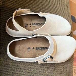 Birkenstock Cream Suede Mary Jane Flats